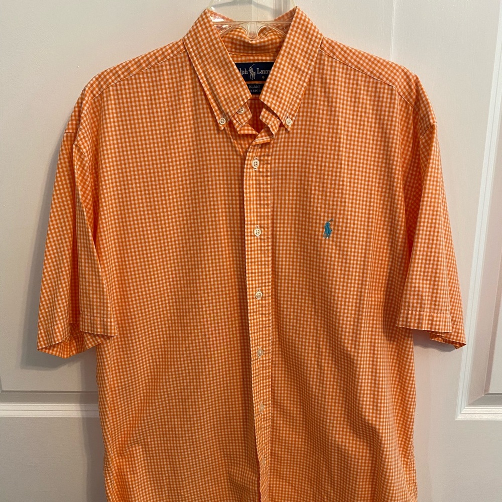 Men's sz Medium Ralph Lauren orange plaid "Blake"